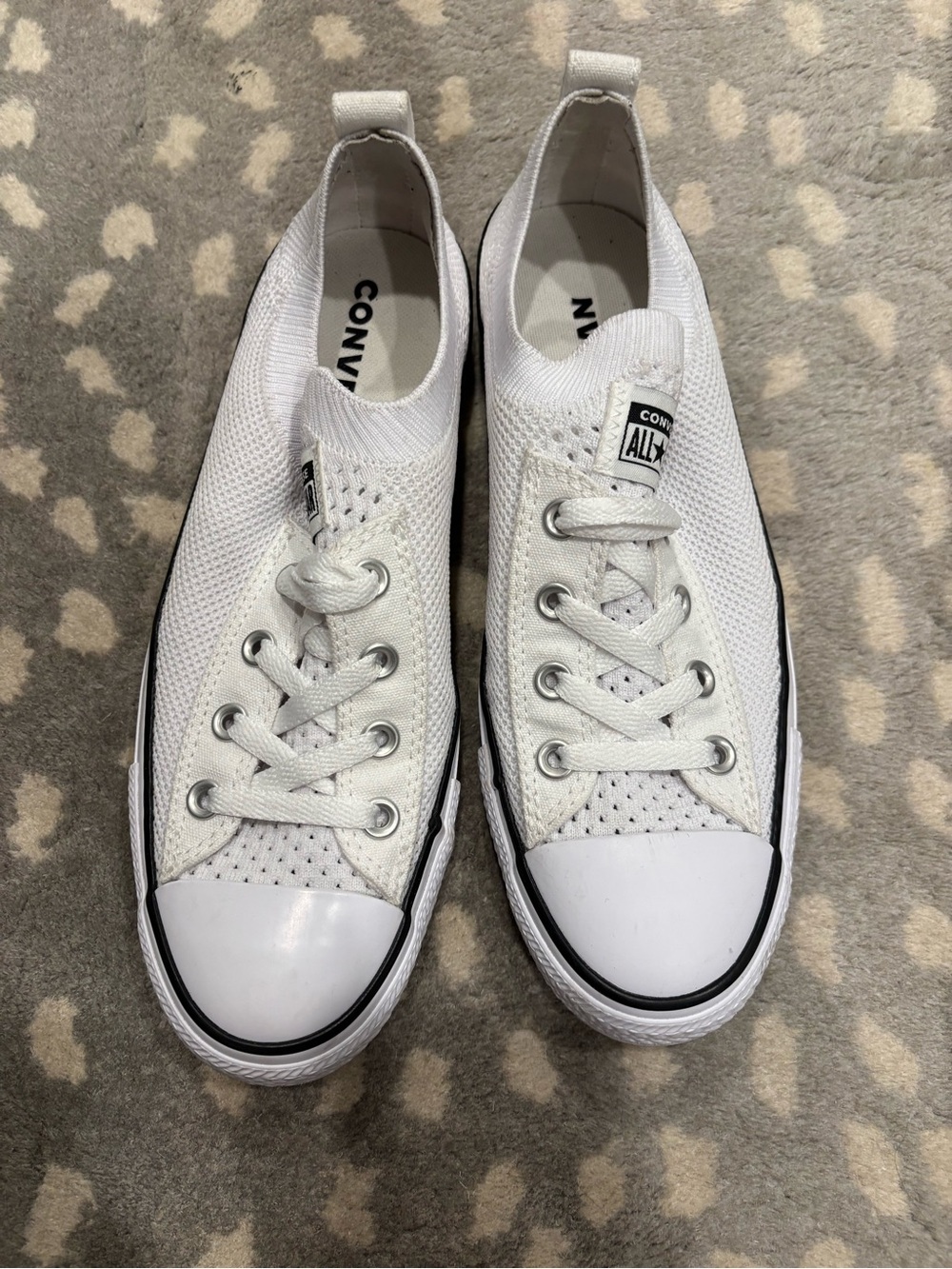 Converse White Low Top Knit Slip On Sneakers